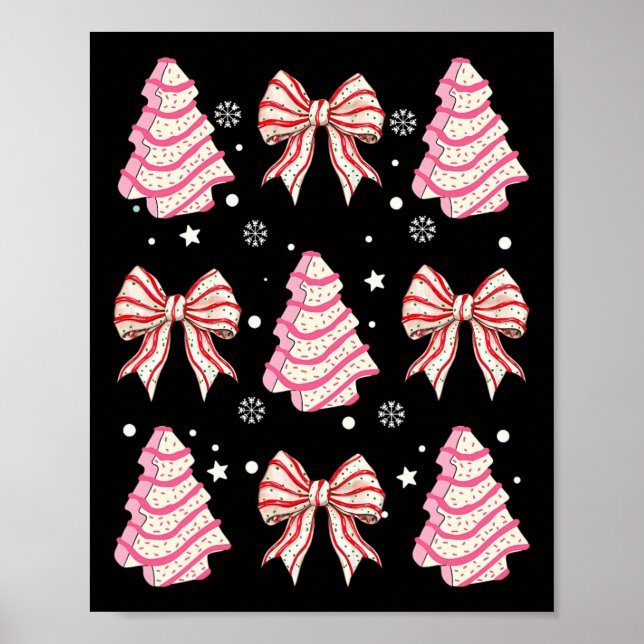 Póster Pastel rosa de árbol de Navidad Coquette Bow Chris (Frente)