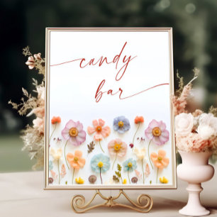 Póster Pastel rosa Rubor Bohemian Wildflowers Candy Bar