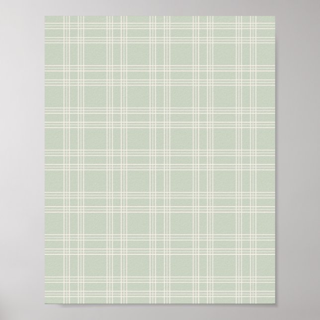 Póster Pastel Sage Green Gingham (Frente)
