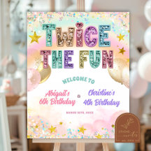 Pastel Sequin Glitter Double Birthday Welcome Sign