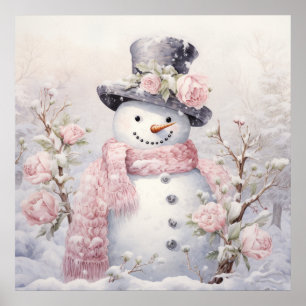 Póster Pastel Snowman Poster