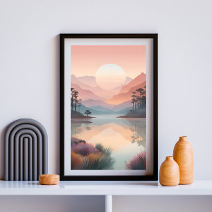 Póster Pastel Sunrise Over Tranquil Waters