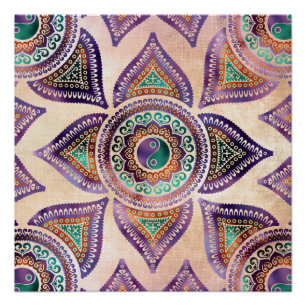 Póster Pastel translúcido hermoso del símbolo de Yin ya