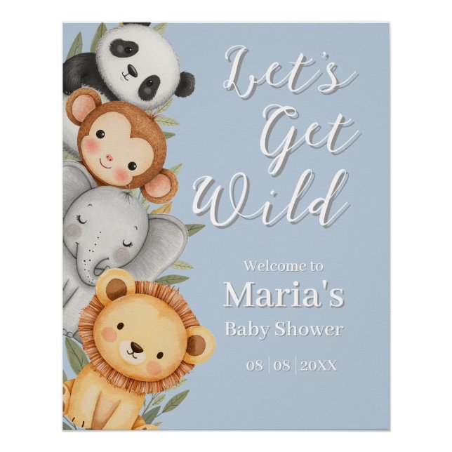 Póster Pastel Tropical Salvaje Una Selva Animales Safari (Anverso)