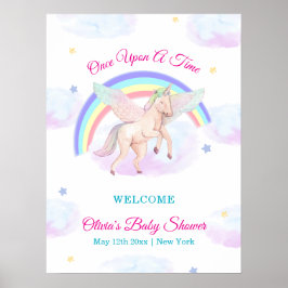 Póster Pastel Unicorn Star Rainbow Baby Shower Welcome