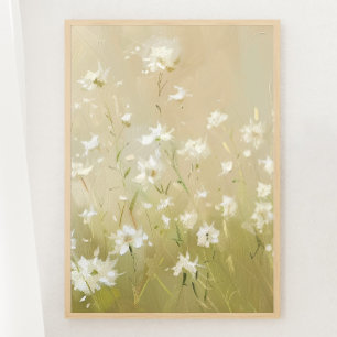 Póster Pastel verde de flores silvestres pasteles de oliv
