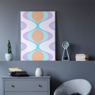 Póster Pastel Violeta Naranja Aqua Ogeo Azul Ogeo Waves B