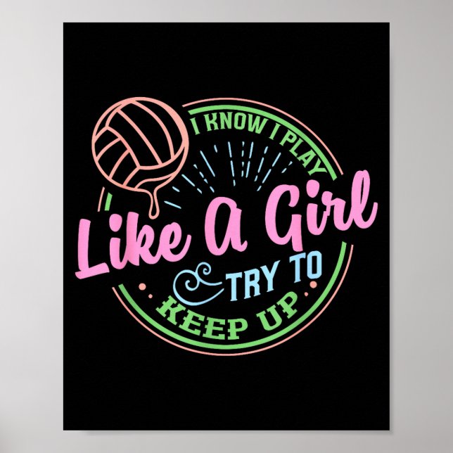 Póster Pastel Volleyball Quote Design For Confident Athle (Frente)