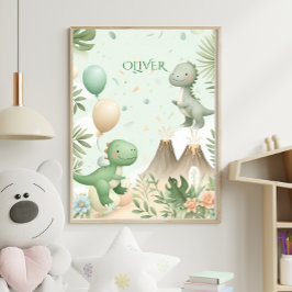 Póster Pastel Watercolor Dino Kids Nursery Art