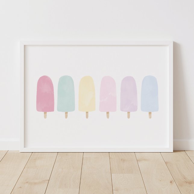 Póster Pastel Watercolor Popsicle Chica Sala Poster (Subido por el creador)