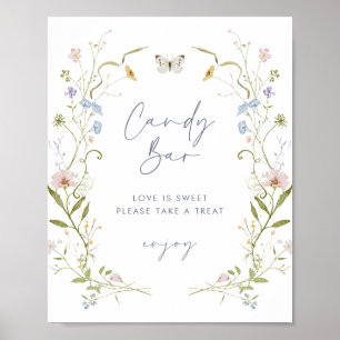 Póster Pastel Wildflower Bridal Shower Candy Bar