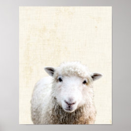 Póster Pastel Yellow Peekaboo Sheep Nursera Minimalista