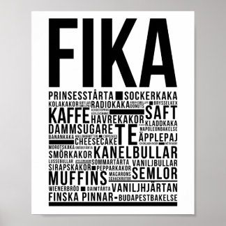 Póster Pasteles de café sueco de Fika Poster de tipografí