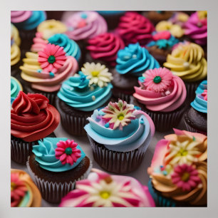 Póster Pasteles de colores dulces versión 1