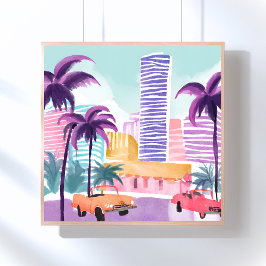 Póster Pasteles de Miami | Pintura Desordenada de Acuarel