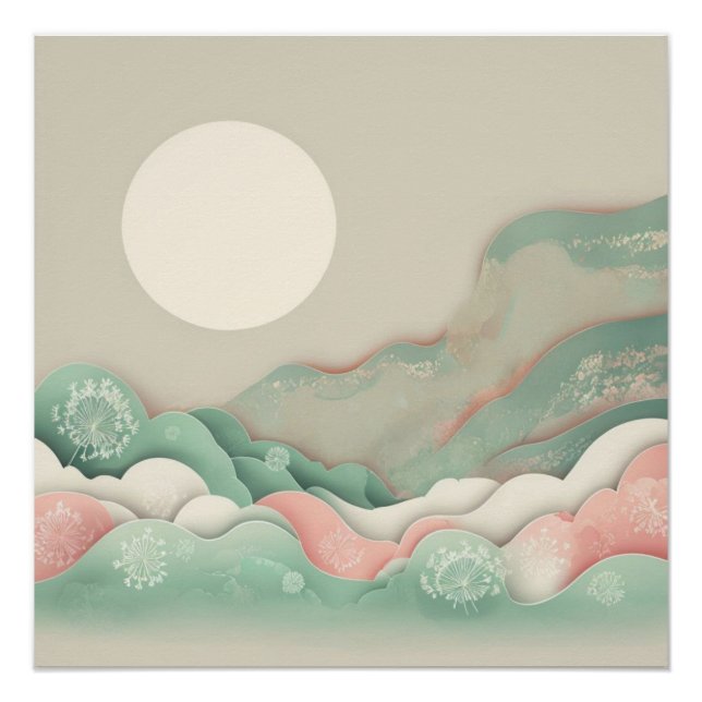 Póster Pasteles suaves de arte de vectores abstractos jap (Anverso)