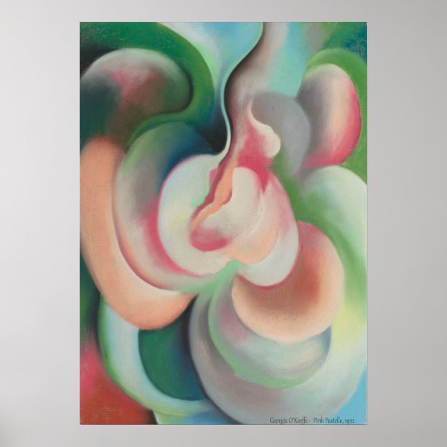Póster Pastelle rosa de Georgia O'Keeffe - Resumen (Frente)