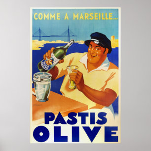 Póster Pastis Olive - Comme a Marsella