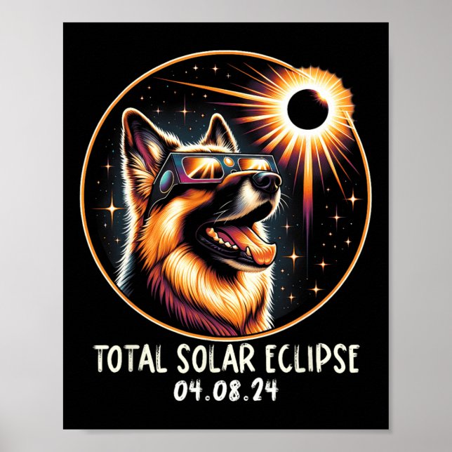 Póster Pastor Alemán Eclipse Con Gles Abril 8 2024 (Frente)