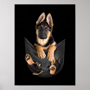 Póster Pastor Alemán En Pocket T-Shirt Divertido Perro Lo
