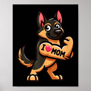 Póster Pastor Alemán Me Encanta Mamá Tatuaje De Perro Gra