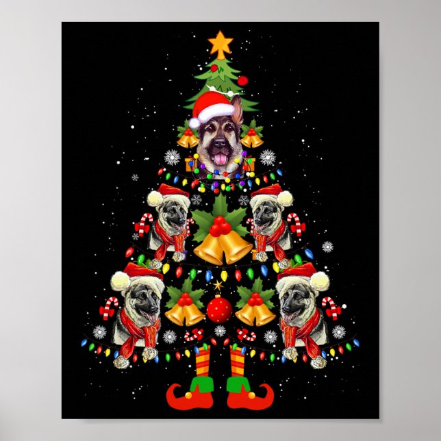 Póster Pastor alemán perro de Santa Hat navidad navidad (Frente)