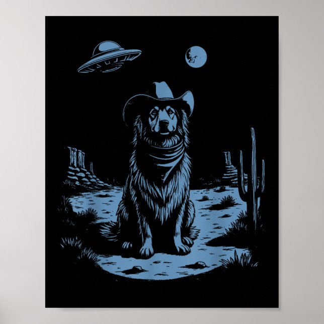 Póster Pastor Australiano Aussie Vintage Ufo Occidental (Frente)