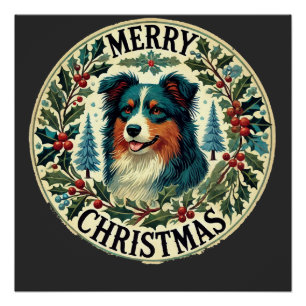 Póster Pastor Australiano de Navidad