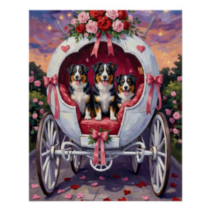 Póster Pastor Australiano Día de San Valentín 