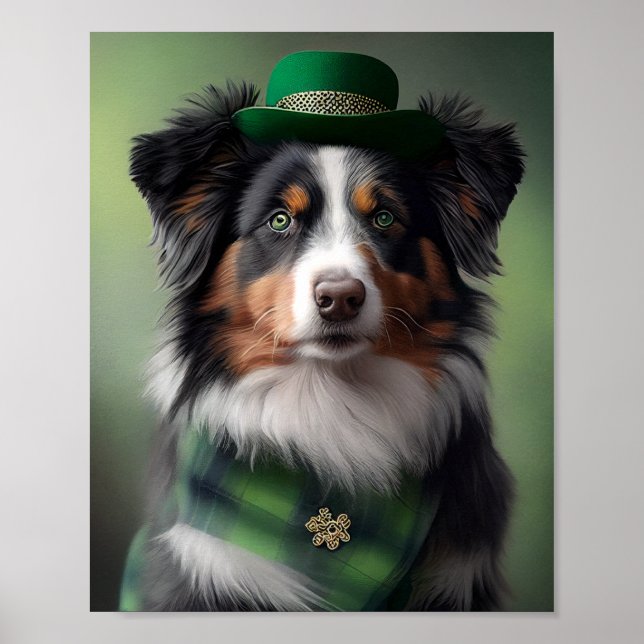 Póster pastor australiano san patricio (Frente)