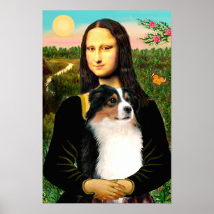 Póster Pastor Australiano (tri) y Mona Lisa