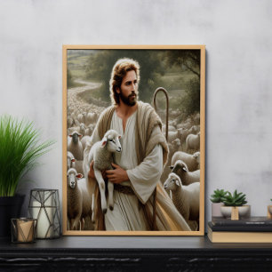 Póster Pastor Compasivo Con Reloj Suave