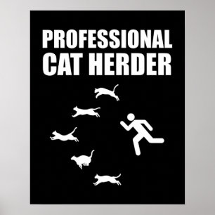 Póster Pastor de Gatos Profesional Gracioso Pastoreo de G