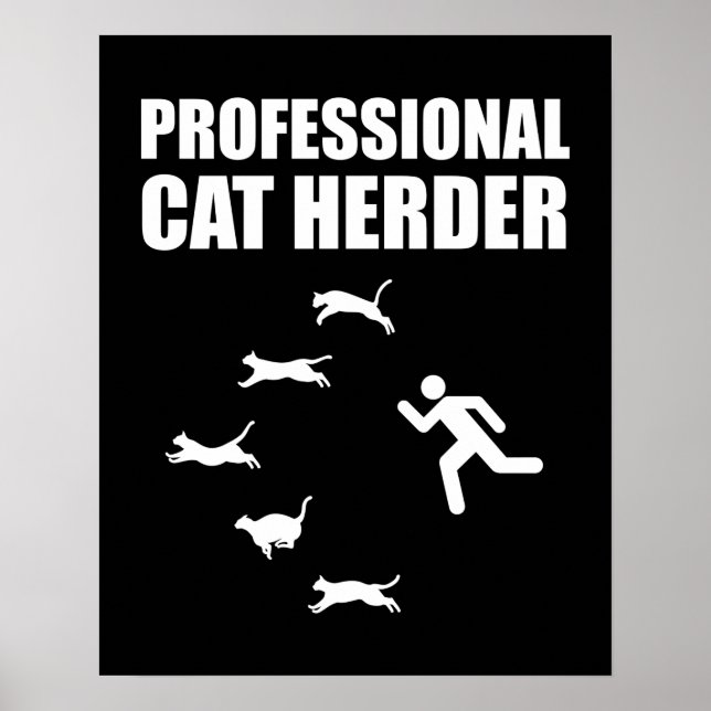 Póster Pastor de Gatos Profesional Gracioso Pastoreo de G (Frente)