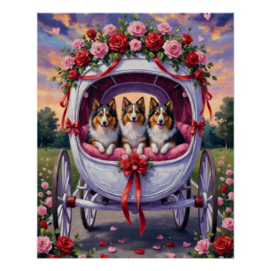 Póster Pastor de Shetland Día de San Valentín 