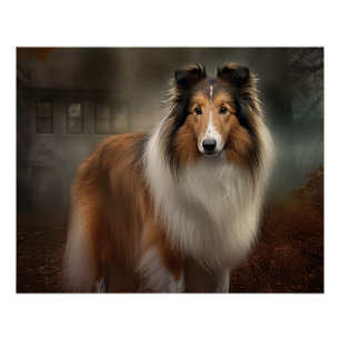 Póster Pastor de Shetland Halloween Aterrador
