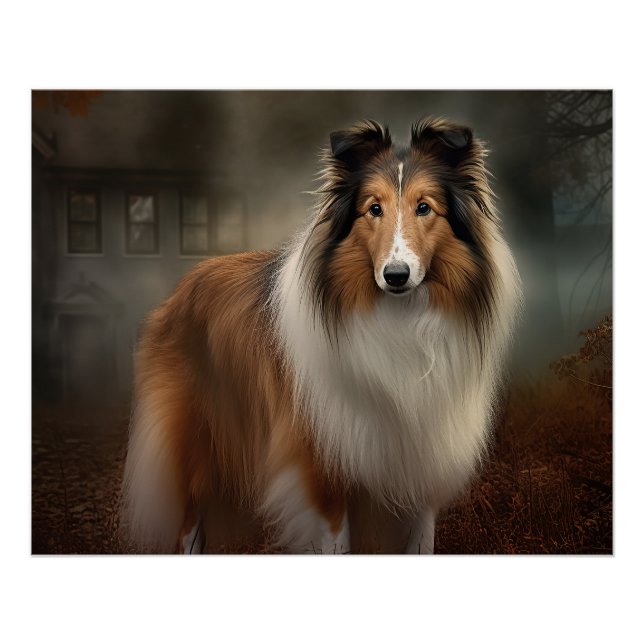 Póster Pastor de Shetland Halloween Aterrador (Anverso)
