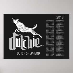 Póster Pastor holandés - calendario 2018 de Dutchie