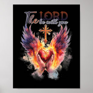Póster Pastor - Manos orando ante el Sagrado Corazón