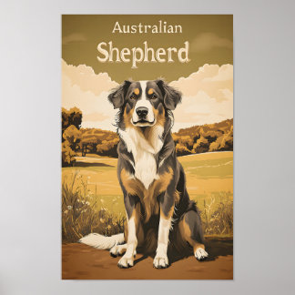 Póster Pastor Retro Australiano