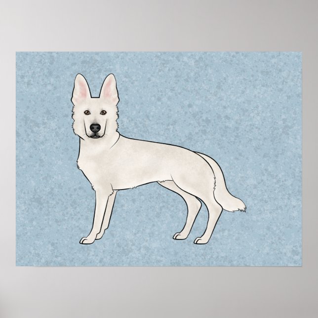 Póster Pastor Suizo Blanco Pastor Alemán Blanco Perro de  (Frente)