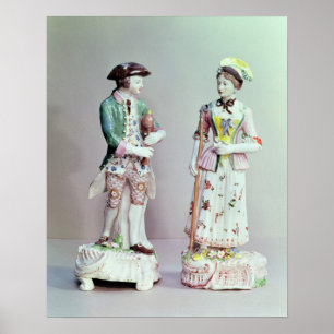 Póster Pastor y shepherdess de la porcelana de Plymouth