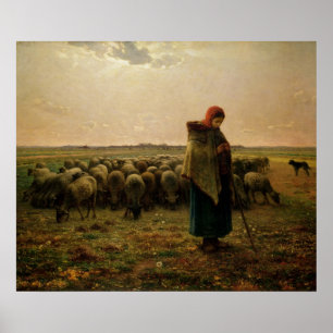 Póster Pastora con su rebaño, 1863