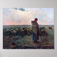 Pastora con su rebaño, Jean-Francois Millet