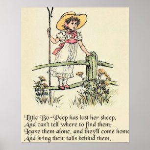 Póster Pastorcita Bo-Peep: Clásico de Kate Greenaway para