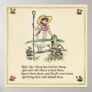 Póster Pastorcita Bo-Peep: Clásico de Kate Greenaway para