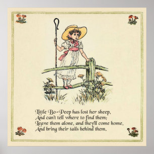 Póster Pastorcita Bo-Peep: Clásico de Kate Greenaway para