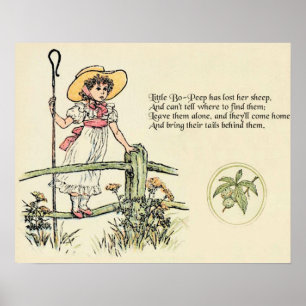 Póster Pastorcita Bo-Peep: Clásico de Kate Greenaway para
