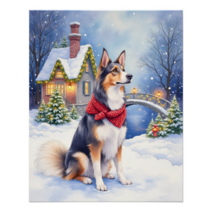 Póster Pastore Belga de Agua Navidad Invernal