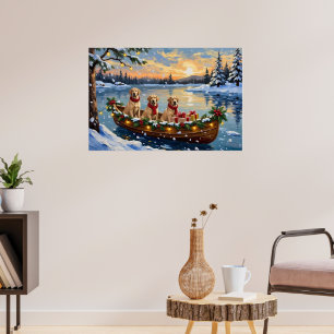 Póster Pastore Labrador Navidad Barco Fiesta